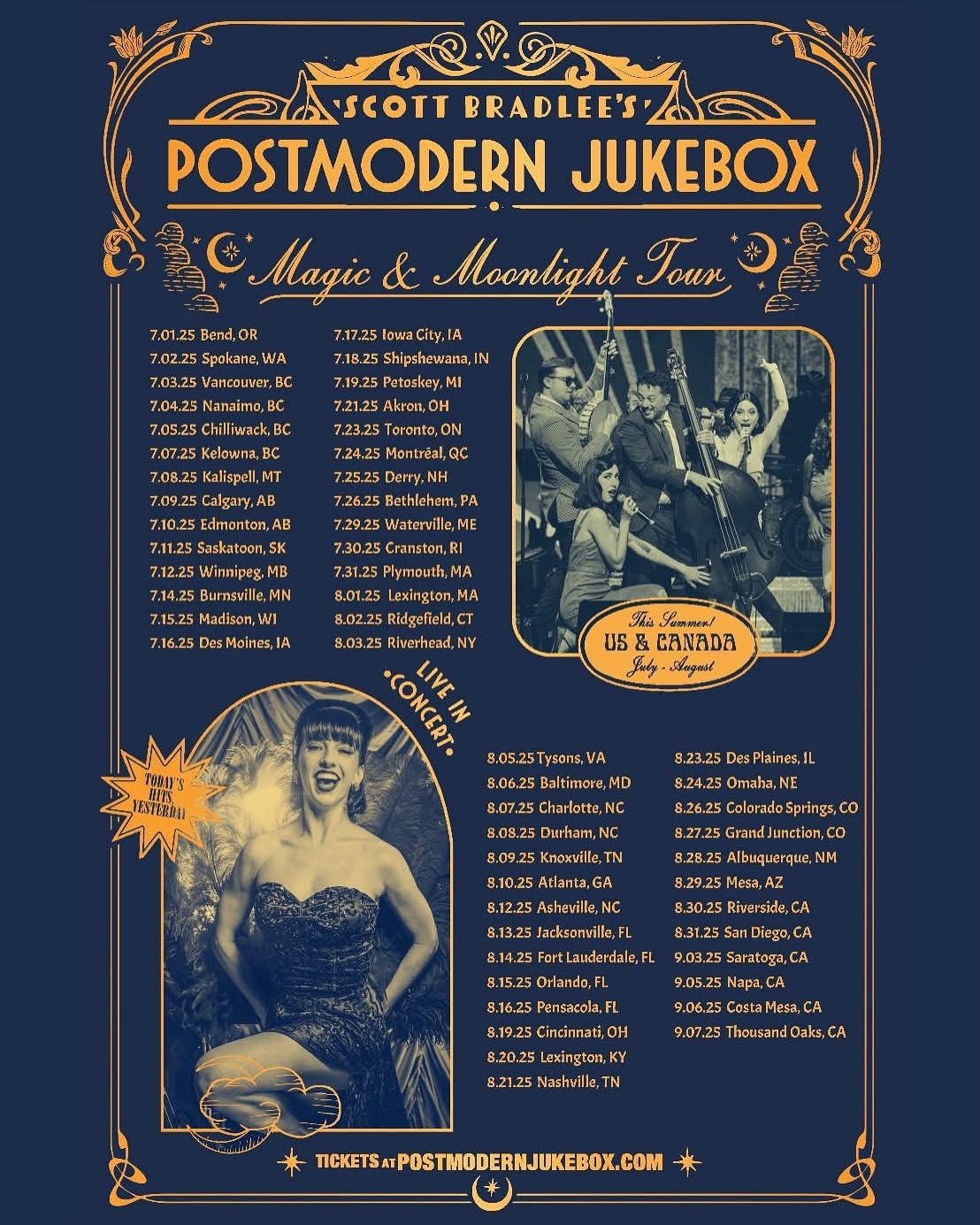 Scott Bradlee’s Postmodern Jukebox Magic & Moonlight Tour Poster 2025